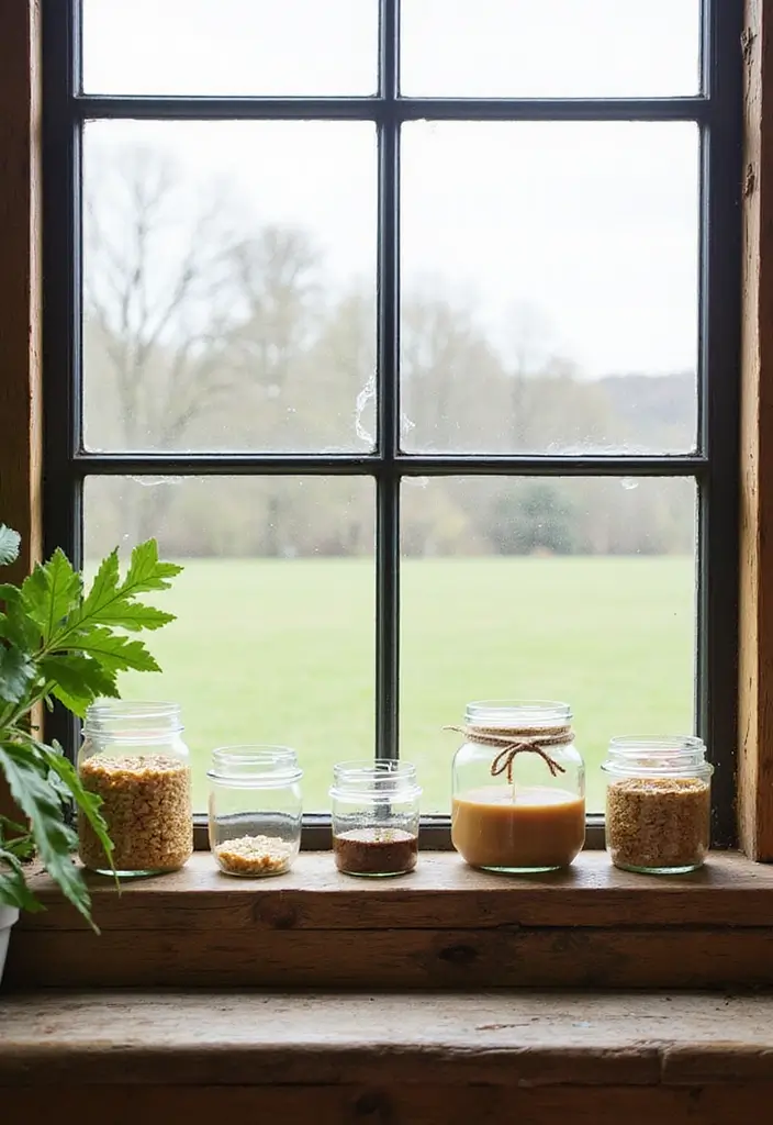 29 Window Sill Decor Living Room Ideas That Feel Charming and Creative - 18. Upcycled Decor