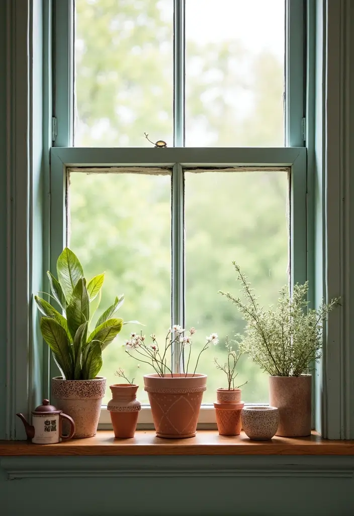29 Window Sill Decor Living Room Ideas That Feel Charming and Creative - 20. DIY Art Projects