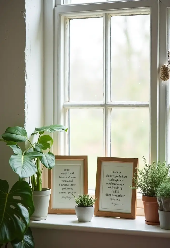 29 Window Sill Decor Living Room Ideas That Feel Charming and Creative - 29. Inspirational Quotes