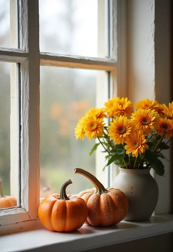 29 Window Sill Decor Living Room Ideas That Feel Charming and Creative - 7. Seasonal Accents