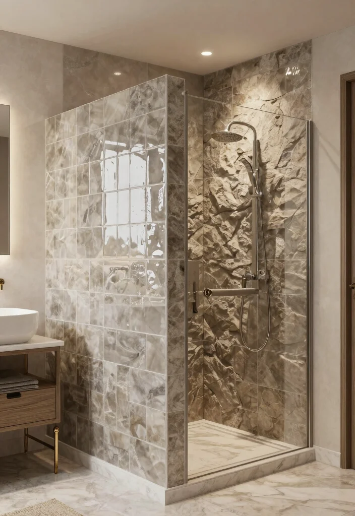14 Bathroom Dry And Wet Area Partition Ideas For Better Layout - 12. Stone and Tile Combinations 1
