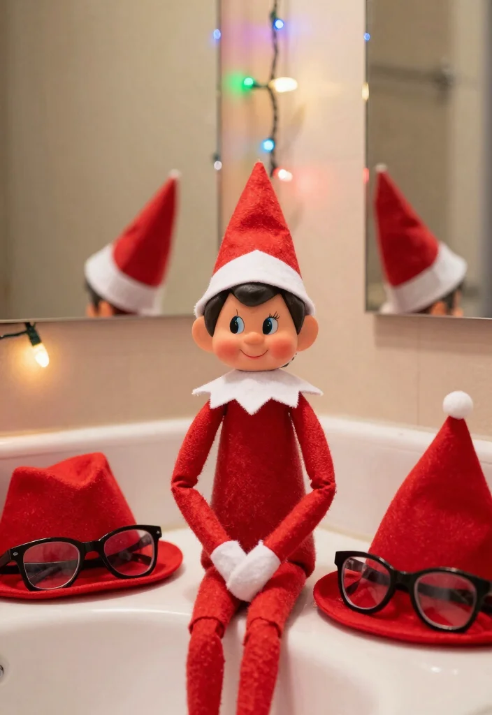 14 Bathroom Elf On The Shelf Ideas That Are Fun And Cute - 14. Elf's Holiday Selfie Corner 1