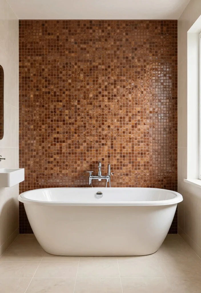 14 Brown Tile Bathroom Ideas With Cozy Warmth - 5. Warm Chocolate Brown Mosaic Tiles 1