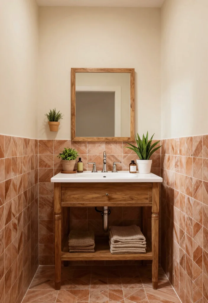 14 Chevron Tile Bathroom Ideas With Modern Pattern - 10. Rustic Charm with Chevron 1