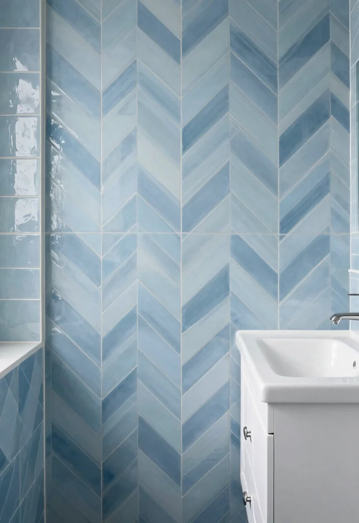 14 Chevron Tile Bathroom Ideas With Modern Pattern - 7. Monochromatic Magic 1