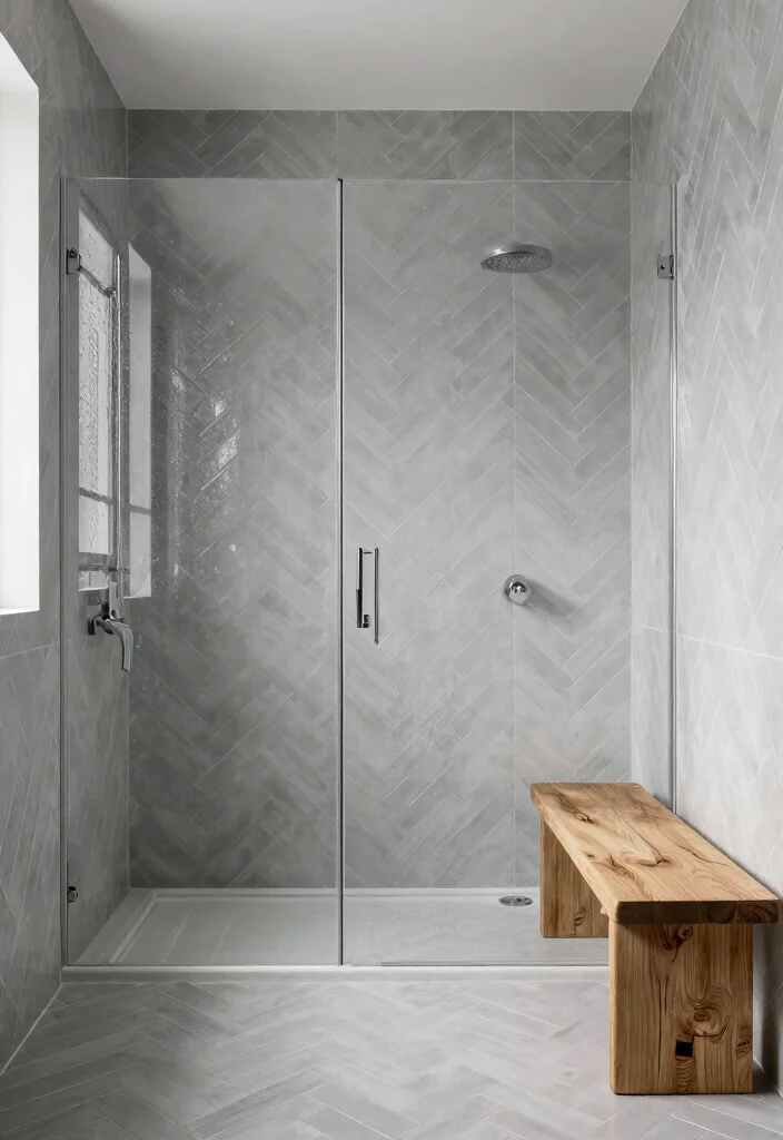 14 Chevron Tile Bathroom Ideas With Modern Pattern - 8. Chevron in a Wet Room 1
