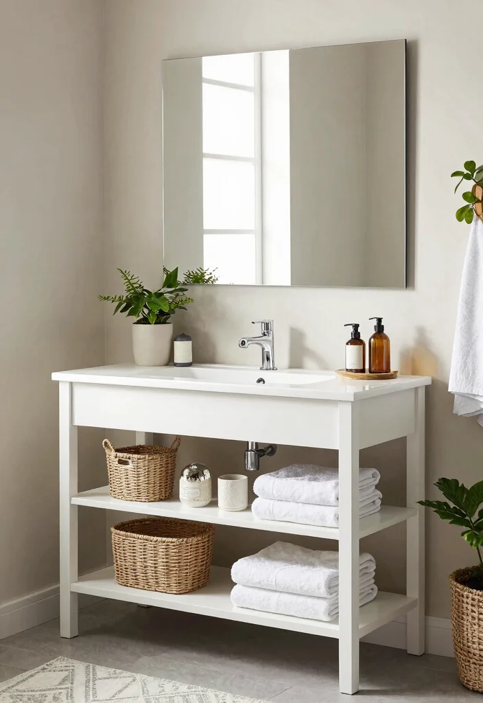 14 Ikea Bathroom Vanity Ideas That Look Custom - 3. Open Shelving for Easy Access 1