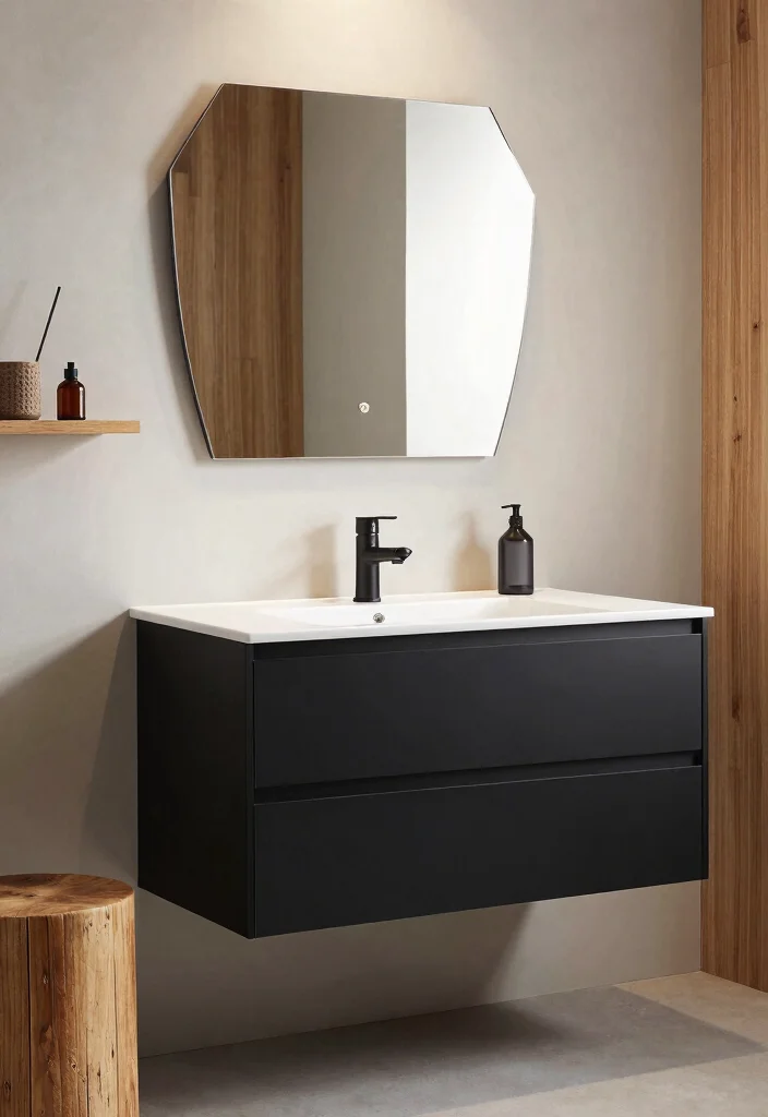 14 Ikea Bathroom Vanity Ideas That Look Custom - 4. Minimalist Black Vanity for Bold Statements 1