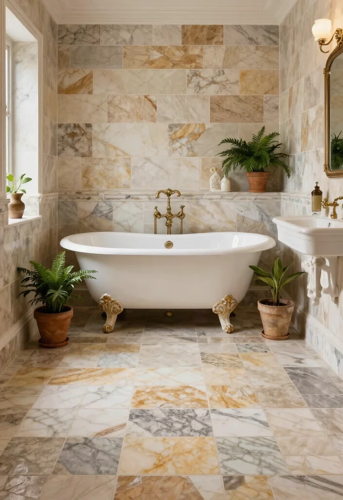 14 Victorian Bathroom Tile Ideas With Historic Charm - 10. Use of Natural Stone 1