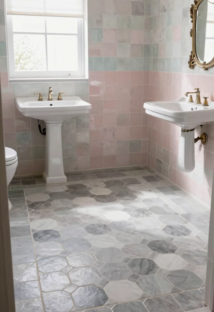14 Victorian Bathroom Tile Ideas With Historic Charm - 11. Mixing Tile Shapes 1