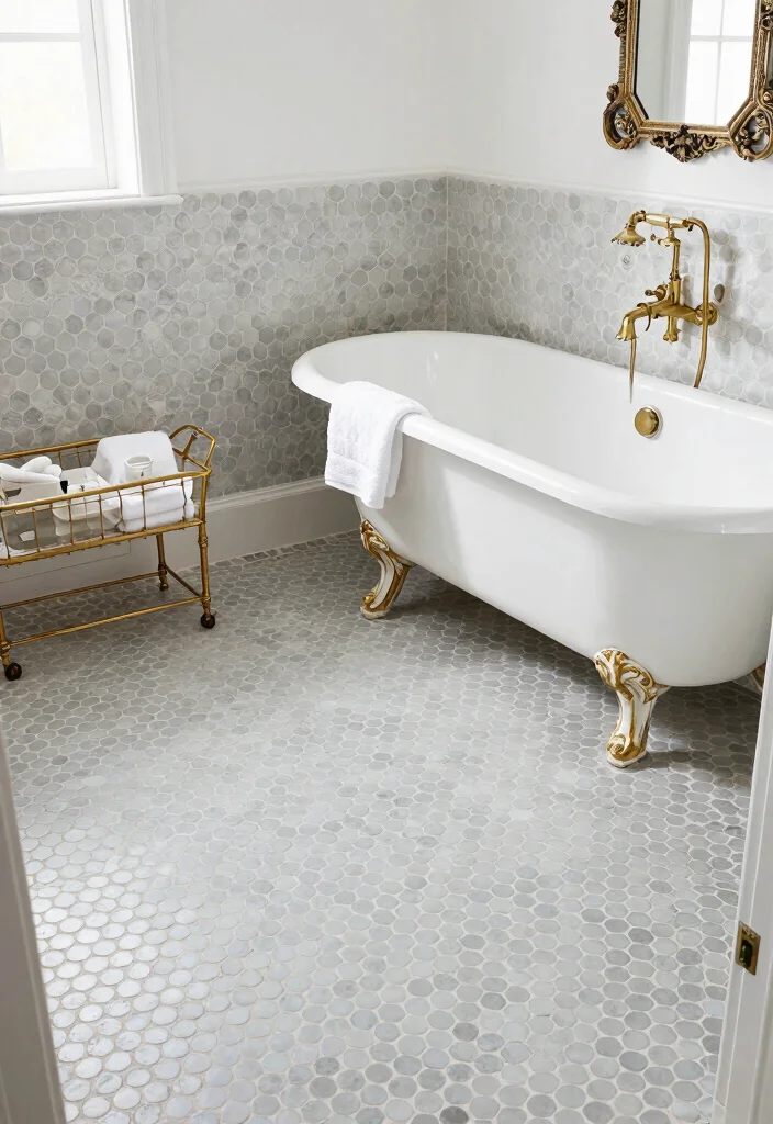 14 Victorian Bathroom Tile Ideas With Historic Charm - 6. Vintage Penny Round Tiles 1