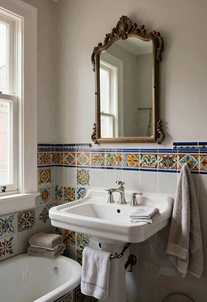 14 Victorian Bathroom Tile Ideas With Historic Charm - 7. Decorative Border Tiles 1