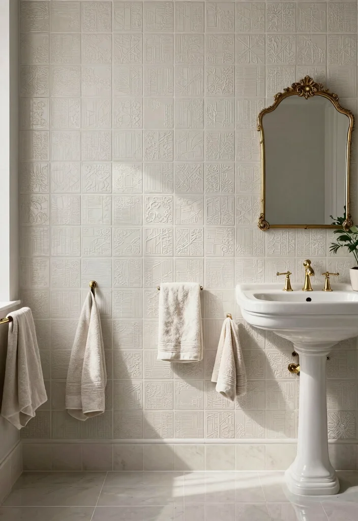 14 Victorian Bathroom Tile Ideas With Historic Charm - 9. Textured Tiles for Depth 1