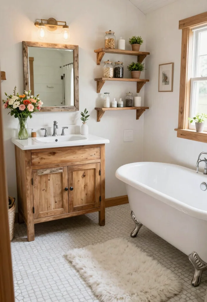 14 White Mosaic Tile Bathroom Ideas That Feel Bright - 1. Cozy Cottage Charm 1