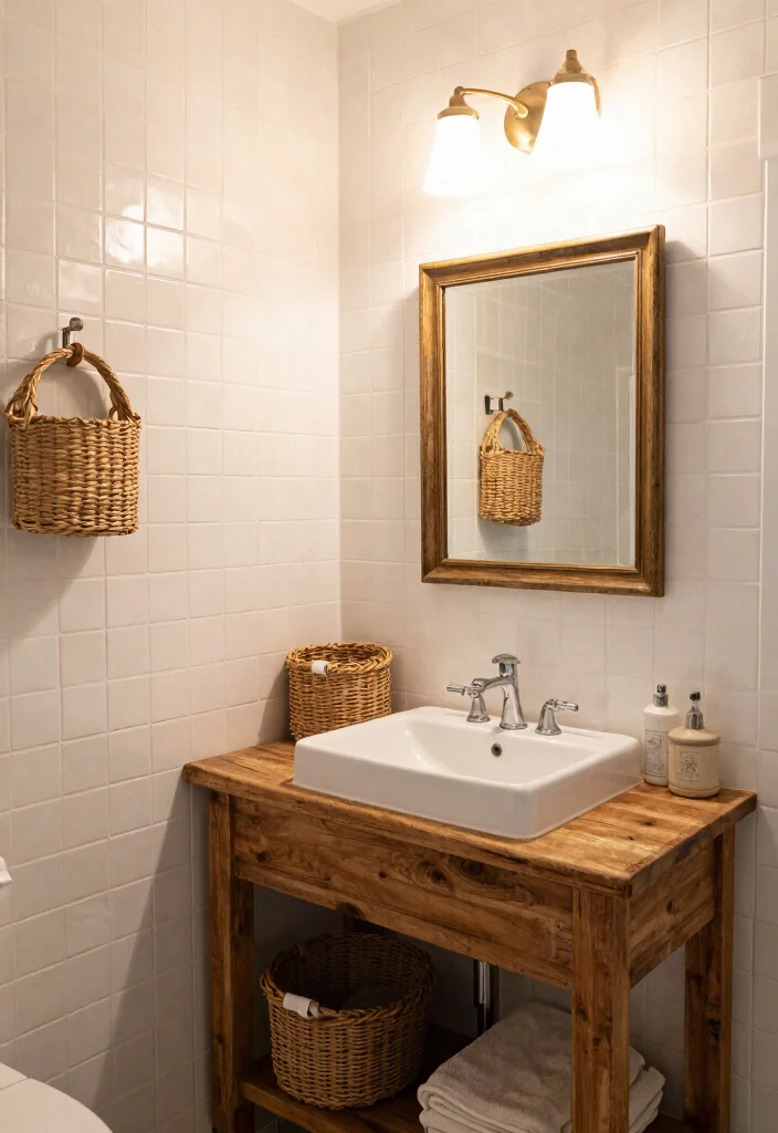 14 White Mosaic Tile Bathroom Ideas That Feel Bright - 11. Soft Farmhouse Elegance 1