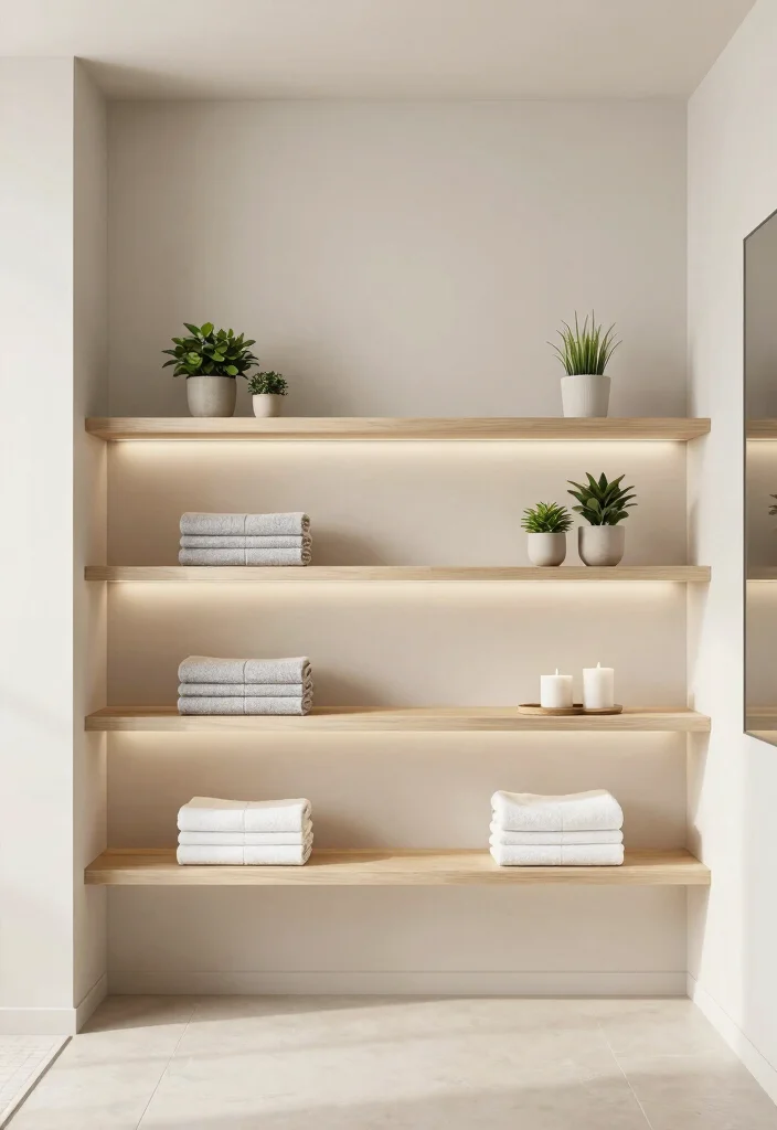 15 Bathroom Alcove Ideas For Smart Space Use - 1. Floating Shelves for an Open Feel 1