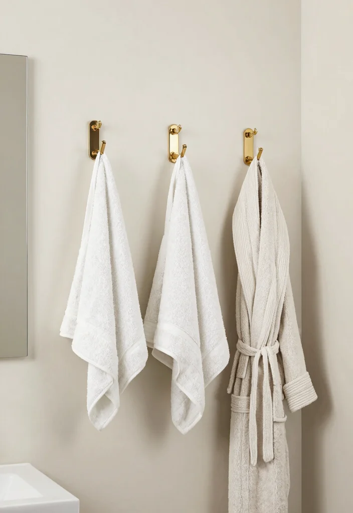 15 Bathroom Alcove Ideas For Smart Space Use - 5. Wall-Mounted Hooks for Easy Access 1