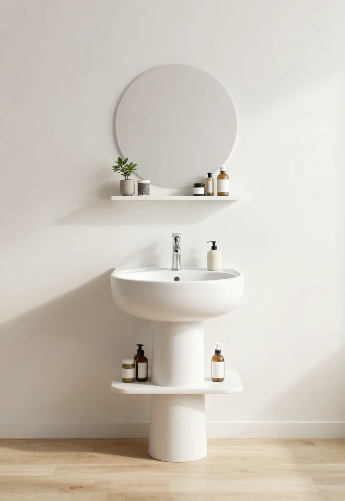 15 Bathroom Vanity With Drawer Ideas For Better Storage - 12. Compact Pedestal Vanity Designs 1