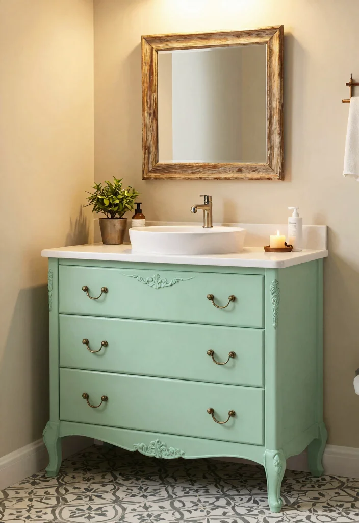 15 Bathroom Vanity With Drawer Ideas For Better Storage - 2. Vintage-Inspired Dressers 1