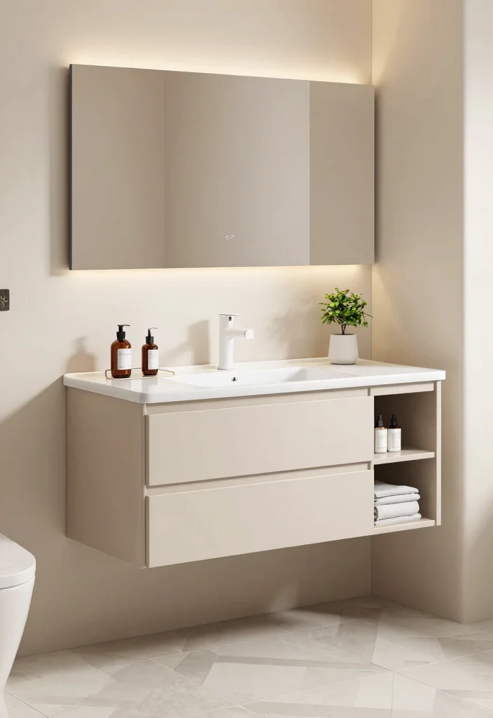 15 Bathroom Vanity With Drawer Ideas For Better Storage - 8. Modern Integrated Storage Solutions 1