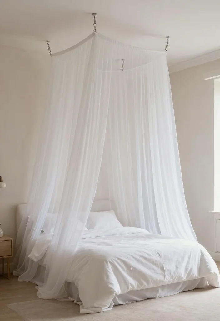15 Bedroom Without Bed Frame Ideas for a Minimal Relaxed Style - 8. Canopy Bed Alternatives 1