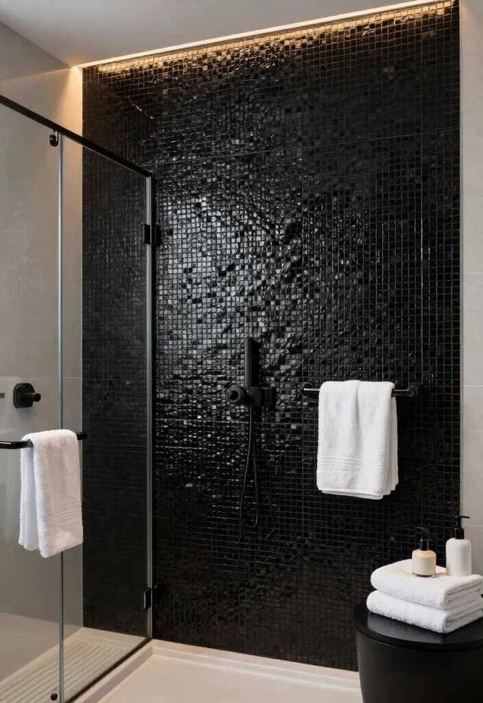 15 Black Mosaic Tile Bathroom Ideas With Dramatic Texture - 2. Textured Tile Trends 1