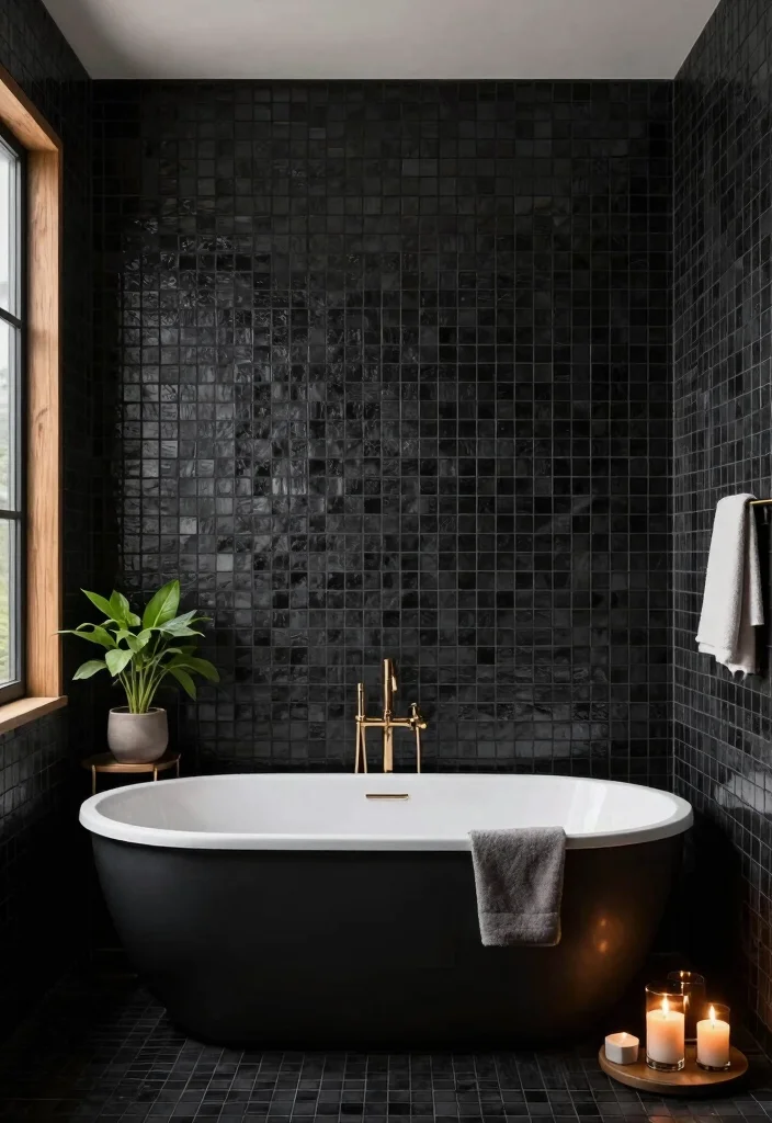 15 Black Mosaic Tile Bathroom Ideas With Dramatic Texture - 4. Spa-Like Retreat 1