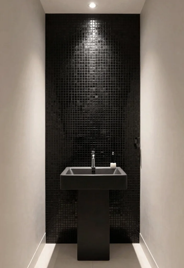 15 Black Mosaic Tile Bathroom Ideas With Dramatic Texture - 5. Bold Accent Walls 1