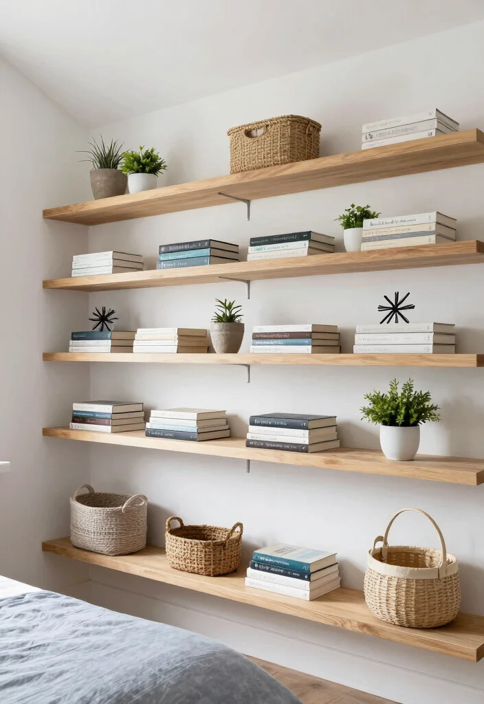 15 Cape Cod Bedroom Ideas: Sloped Ceiling Coastal Charm - 10. Open Shelving for Quick Access 1