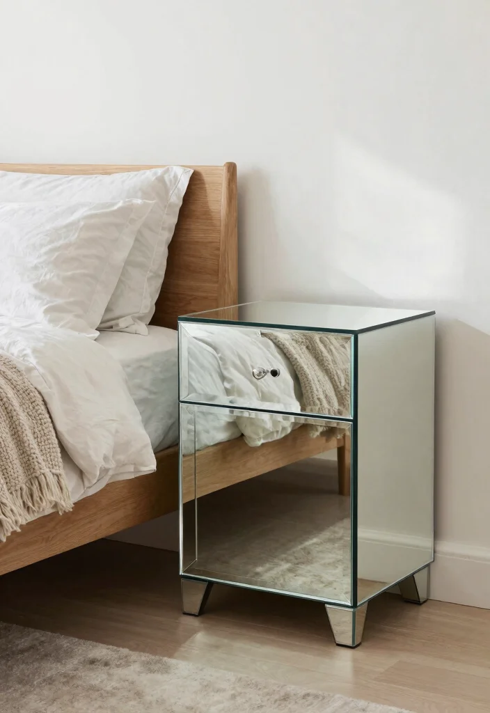 15 Cape Cod Bedroom Ideas: Sloped Ceiling Coastal Charm - 12. Mirrored Furniture for Light Reflection 1