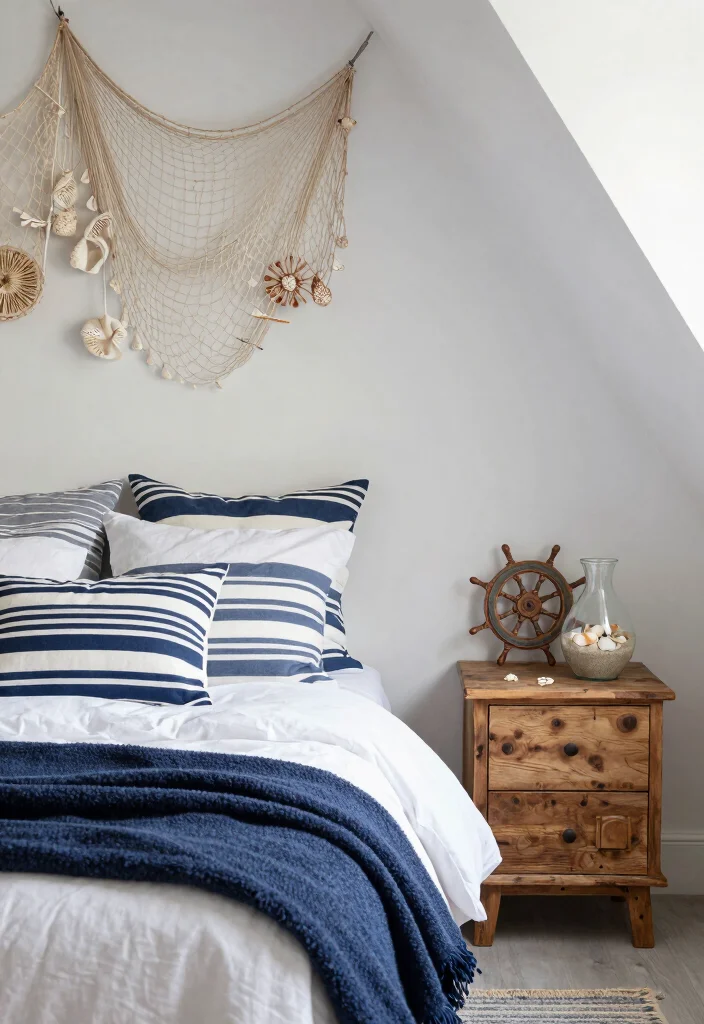 15 Cape Cod Bedroom Ideas: Sloped Ceiling Coastal Charm - 2. Nautical Décor Accents 1