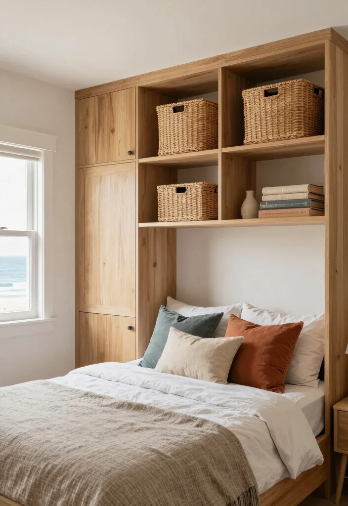 15 Cape Cod Bedroom Ideas: Sloped Ceiling Coastal Charm - 3. Functional Built-In Storage 1