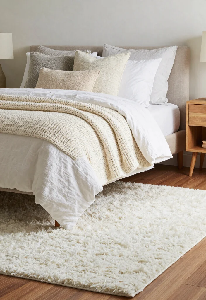 15 Cape Cod Bedroom Ideas: Sloped Ceiling Coastal Charm - 5. Layered Textures 1