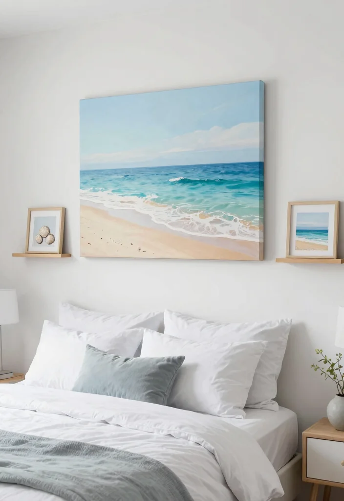 15 Cape Cod Bedroom Ideas: Sloped Ceiling Coastal Charm - 6. Coastal-Inspired Artwork 1