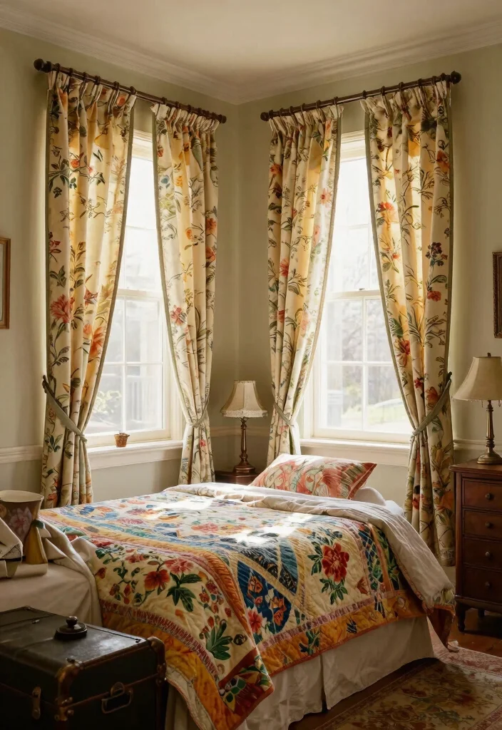 15 Curtains for Short Windows in Bedroom Ideas Smart Styling - 10. Vintage Patterns 1