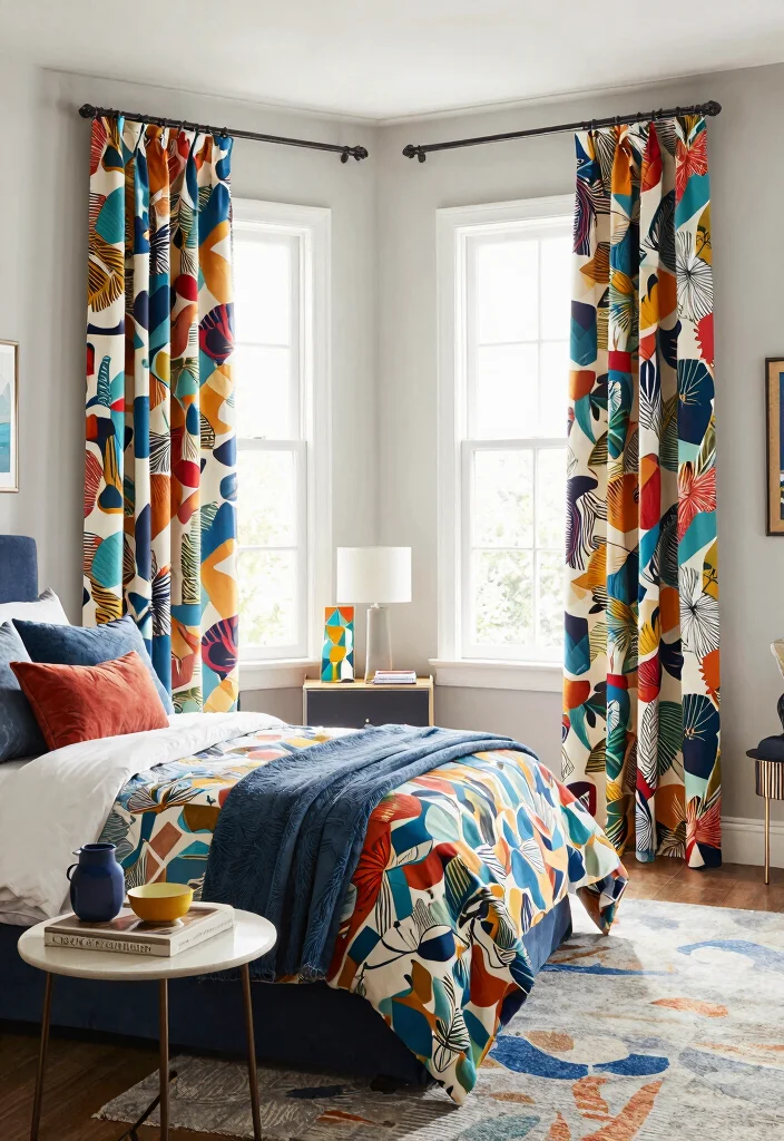 15 Curtains for Short Windows in Bedroom Ideas Smart Styling - 2. Bold Patterns 1