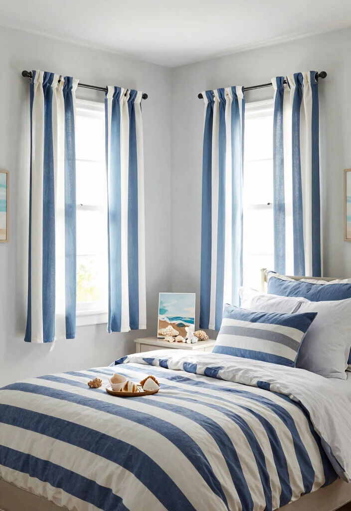 15 Curtains for Short Windows in Bedroom Ideas Smart Styling - 7. Nautical Stripes 1