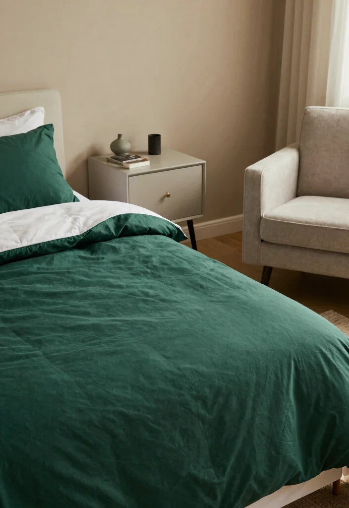 15 Dark Green Comforter Bedroom Ideas for Cozy Moody Style - 11. Functional Furniture 1