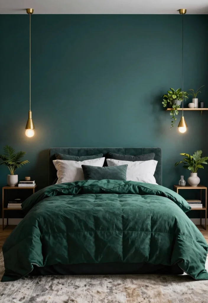 15 Dark Green Comforter Bedroom Ideas for Cozy Moody Style - 2. Accent Walls 1