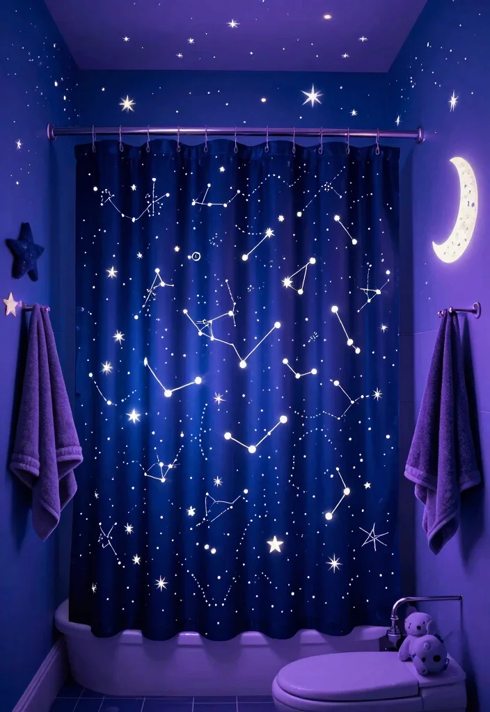 15 Girls Kids Bathroom Ideas With Sweet Personality - 11. Starry Night Sky 1