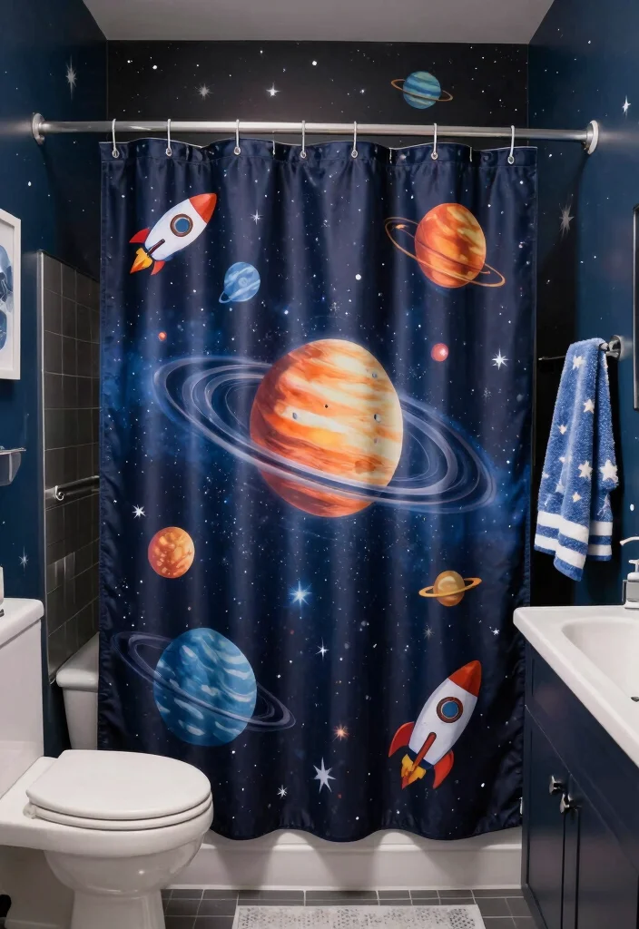 15 Girls Kids Bathroom Ideas With Sweet Personality - 14. Cool Cosmic Adventure 1