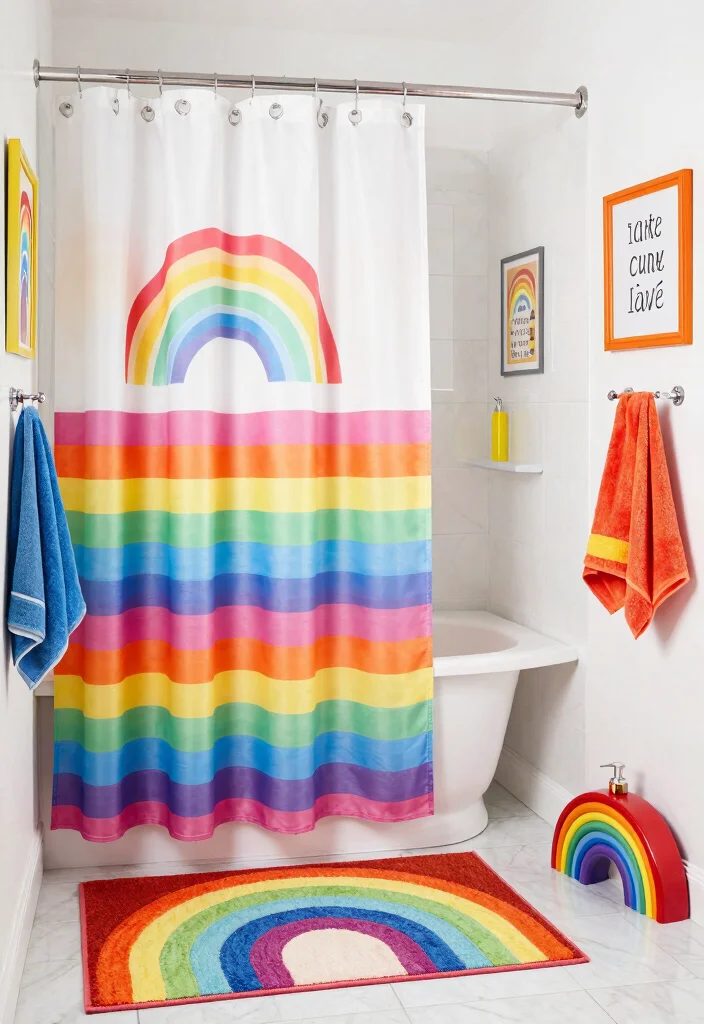 15 Girls Kids Bathroom Ideas With Sweet Personality - 4. Whimsical Rainbow Delight 1