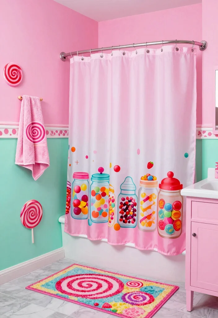 15 Girls Kids Bathroom Ideas With Sweet Personality - 6. Sweet Candyland 1