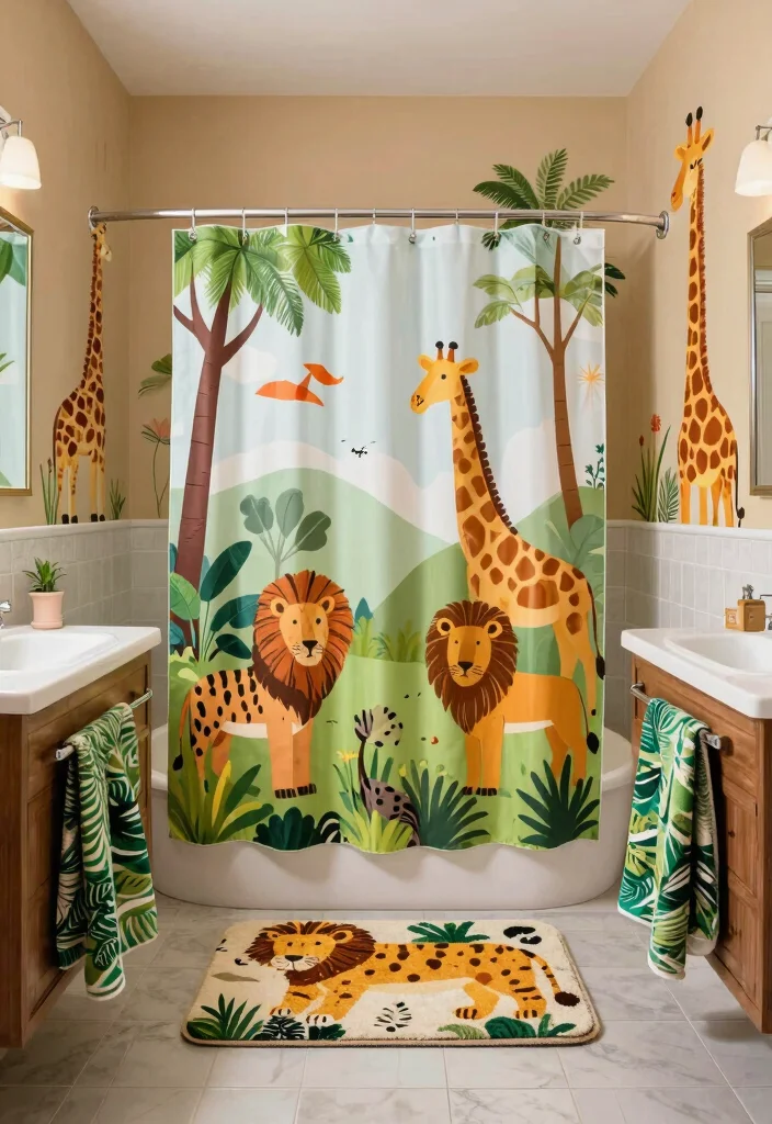 15 Girls Kids Bathroom Ideas With Sweet Personality - 8. Playful Safari Adventure 1