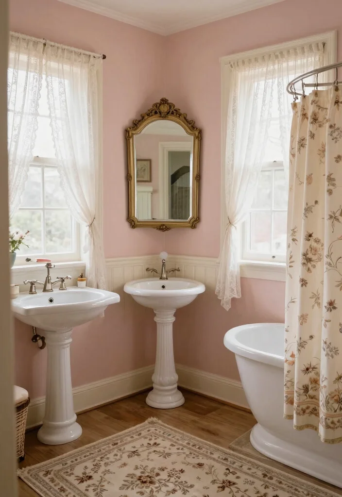 15 Girls Kids Bathroom Ideas With Sweet Personality - 9. Cozy Vintage Charm 1