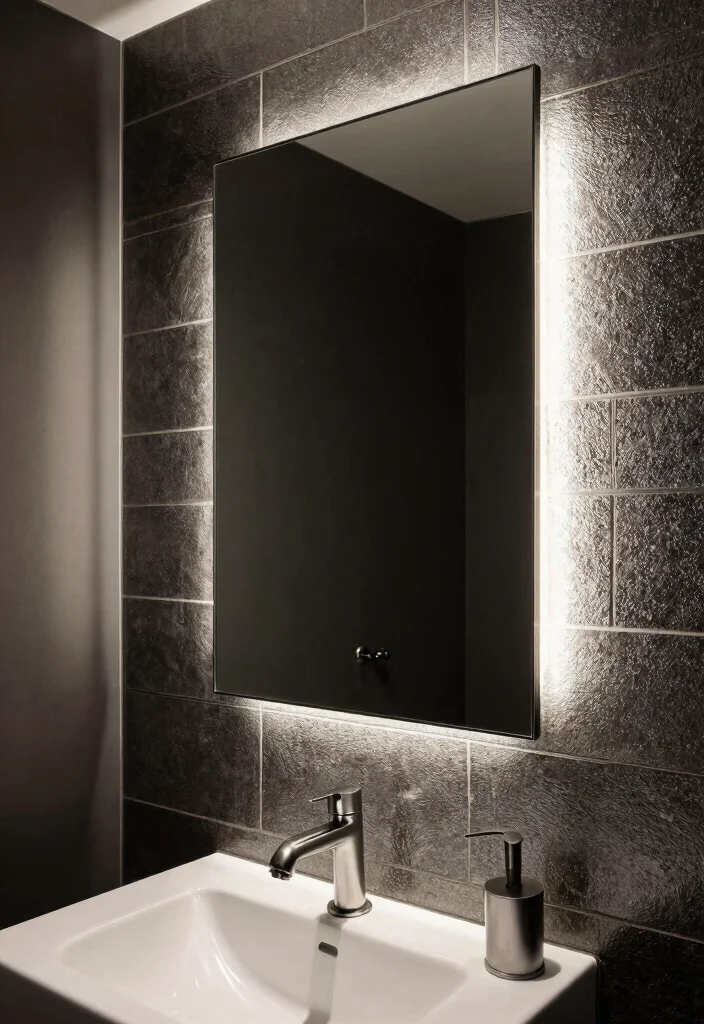 15 Modern Bathroom Tile Ideas For Clean Contemporary Homes - 12. Metallic Accent Tiles 1