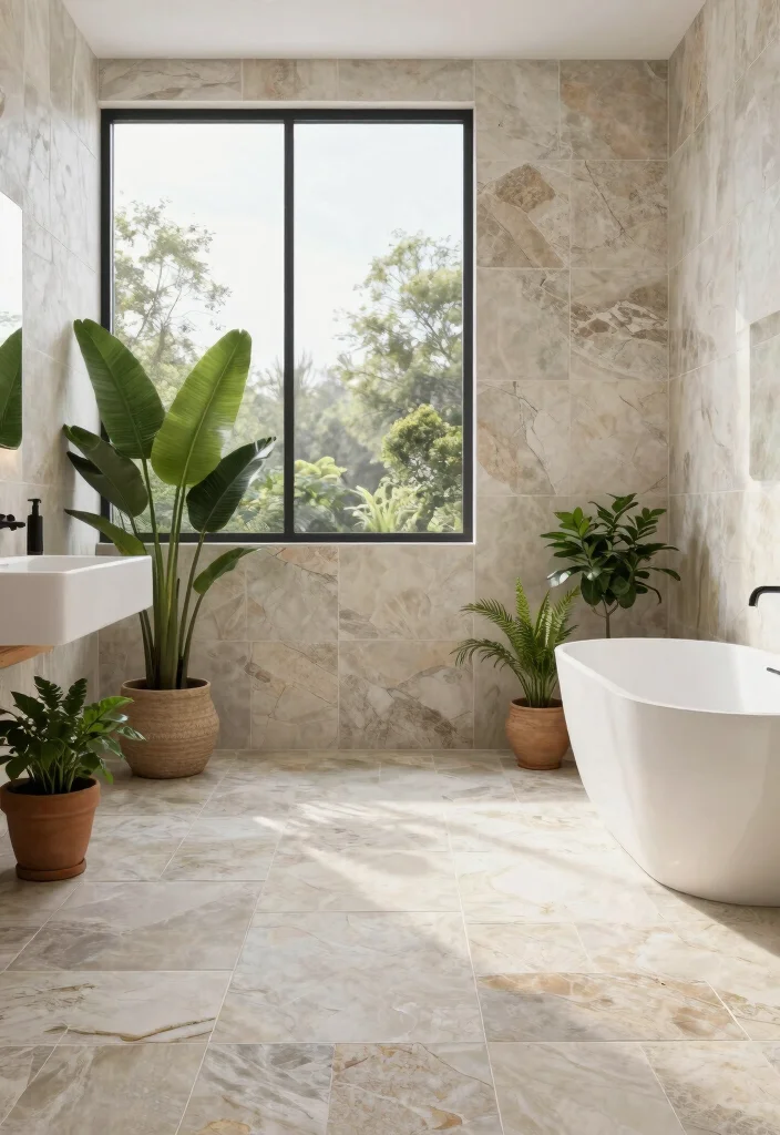 15 Modern Bathroom Tile Ideas For Clean Contemporary Homes - 15. Outdoor-Inspired Tiles 1