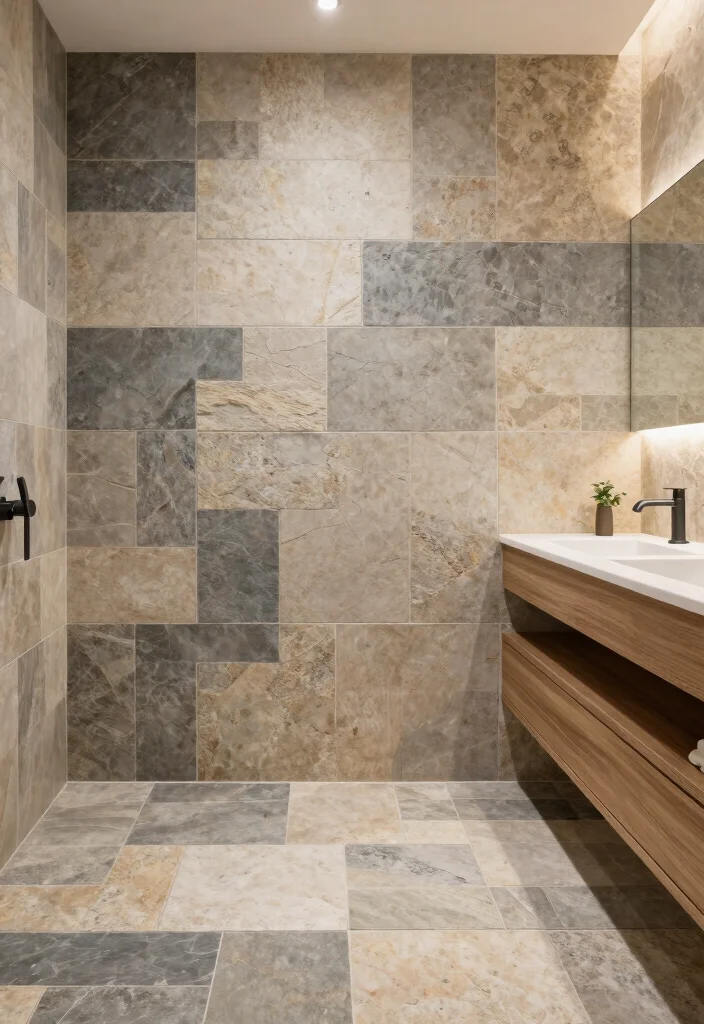 15 Modern Bathroom Tile Ideas For Clean Contemporary Homes - 7. Eco-Friendly Stone Tiles 1