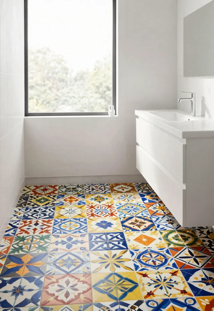15 Modern Bathroom Tile Ideas For Clean Contemporary Homes - 8. Bold Patterned Tiles 1