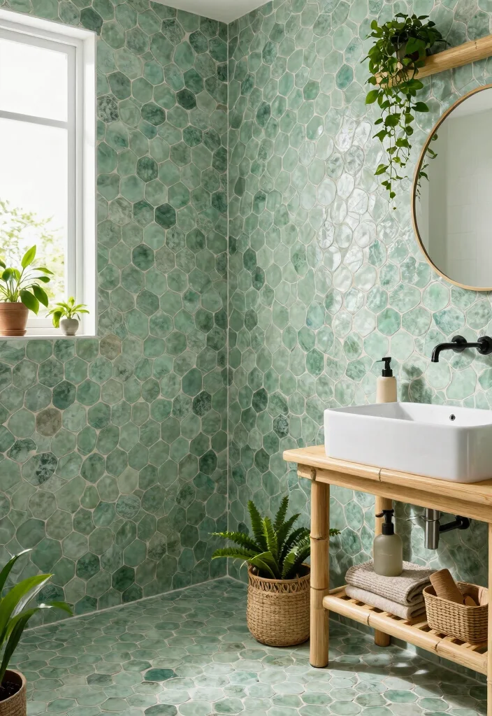 15 Penny Tile Bathroom Ideas With Classic Texture - 13. Eco-Friendly and Sustainable Choices 1